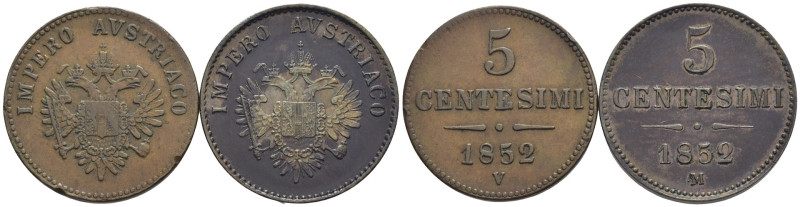 Lombardo Veneto - Francesco Giuseppe I (1848-1916) - Lotto di 2 monete da 5 Cent...