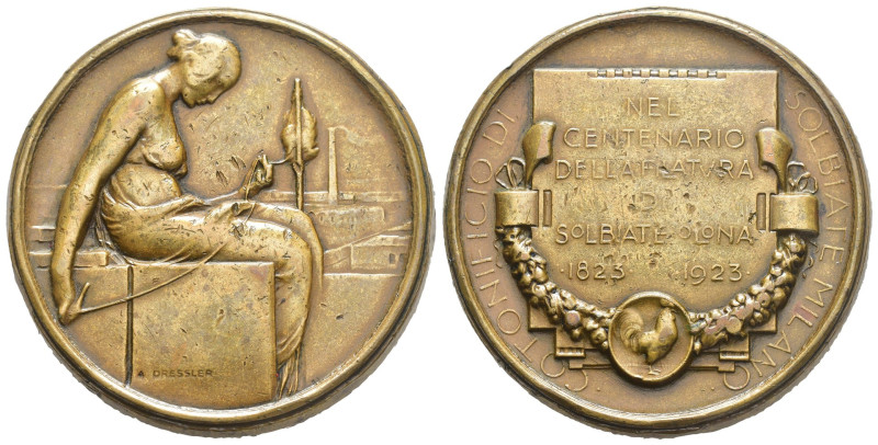 Medaglia per il centenario della filatura - Solbiate Olona 1823-1923 - opus: Dre...