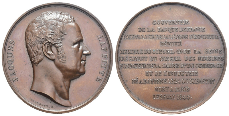 Medaglia commemorativa della morte del politico francese Jacques Laffitte - 1844...