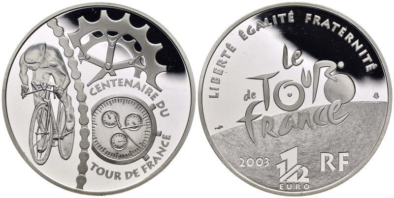 Francia - 1 1/2 euro 2003 - 100° anniversario Tour de France - piccoli segni nel...