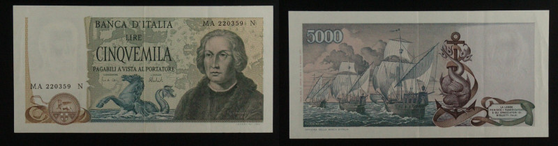 Repubblica Italiana - banconota 5.000 Lire "Colombo 2° tipo" 1973 - Crap. 534
...