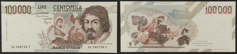 Repubblica Italiana - banconota 100.000 Lire "Caravaggio 1° tipo" 1992 - Crap. 6...