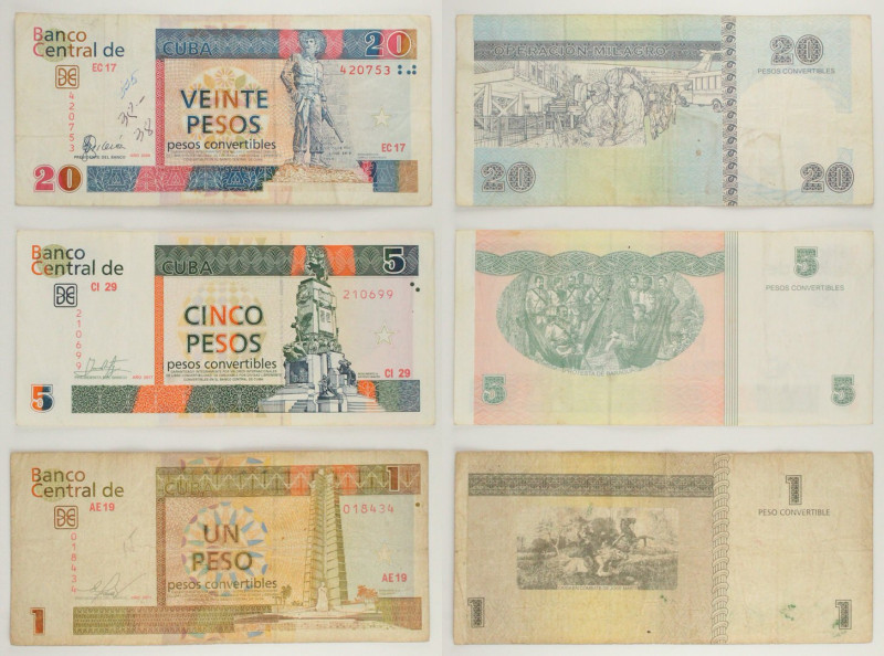 Cuba - Lotto di 3 banconote: 20 Pesos Convertibles 2008 P#FX50 - 5 Pesos Convert...