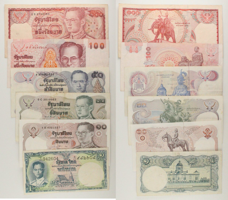 Thailandia - Lotto di 6 banconote: 100 Baht 1978 P#89 - 100 Baht ND (1994-2003) ...