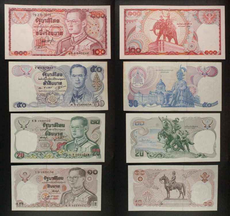 Thailandia - Lotto di 4 banconote: 100 Baht 1978 P#89 - 50 Baht 1985/1996- P#90 ...