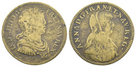 Francia - Luigi XIV (1643-1715) - gettone 1643-1665 circa; D/ .LVDOVICVS. XIIII. D. G. FR. ET. NAV. REX., busto corazzato a destra; R/ ANNA . D.G. FRA...