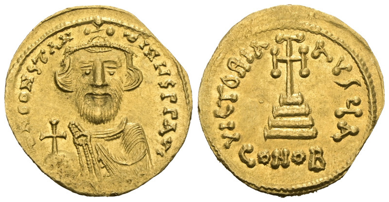 Constans II. 641-668. AV Solidus. Constantinople mint. Crowned and draped bust f...