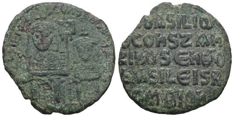 Basil I with Constantine (868-870 AD). Constantinople. Weight 5,54 gr - Diameter...