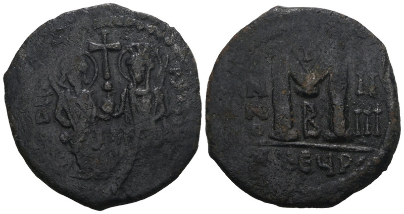 Justin II and Sophia, 565-578 AD. AE, Follis. Theuopolis. Weight 13,73gr - Diame...