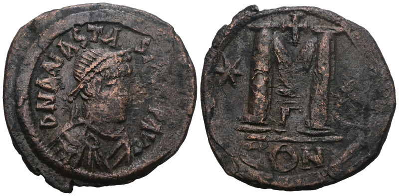 Anastasius I. Follis. 498-518 AD. Constantinople. Weight 17,45 gr - Diameter 33m...