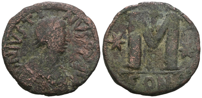 Justin I & Justinian I. 527. Æ Follis. Constantinople mint. Weight 15,57 gr - Di...