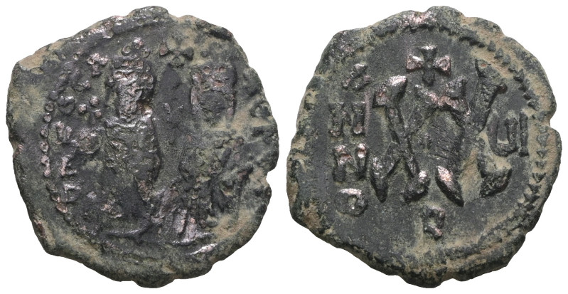 Phocas, with Leontia. 602-610. Æ half follis. Weight 4,70 gr - Diameter 20 mm.