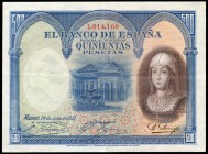 500 pesetas. 1927. (Ed 2017-352). 24 de julio, Isabel la Católica. Sin serie. Dobleces. MBC+. Est...50,00.