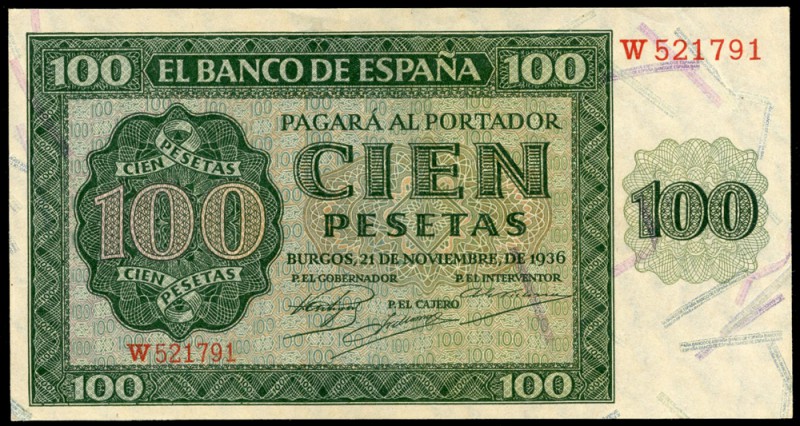100 pesetas. 1936. Burgos. (Ed 2017-421a). 21 de noviembre, Catedral de Burgos. ...