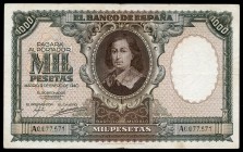 1000 pesetas. 1940. Madrid. (Ed 2017-440). 9 de enero, Bartolomé Murillo. Serie A. Dobleces. MBC. Est...130,00.