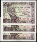 1 peseta. 1945. Madrid. (Ed 2017-448a). 15 de junio, Isabel la Católica. Tres billetes con series C (1) y E (2). A EXAMINAR. SC-/SC. Est...35,00.