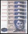 500 pesetas. 1979. Madrid. (Ed 2017-476a). 23 de octubre, Rosalía de Castro. Diferentes series. Lote de 6 billetes. A EXAMINAR. SC-/SC. Est...60,00.