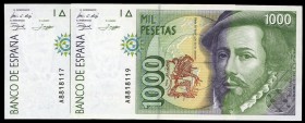 1000 pesetas. 1992. Madrid. (Ed 2017-483a). 12 de octubre, Hernán Cortés. Serie A. Pareja impar. SC. Est...35,00.