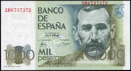 1000 pesetas. 1979. Madrid. (Ed 2017-477a). 23 de octubre, Benito Pérez Galdós. Serie 2B. Error numeración inferior impresa en la parte superior. SC-....