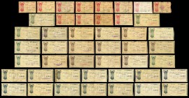 Gran colección especializada de antefirmas con 73 billetes Guerra Civil, emitidos en Bilbao 1936, 5 pesetas (15), 25 pesetas (10), 50 pesetas (7), 100...