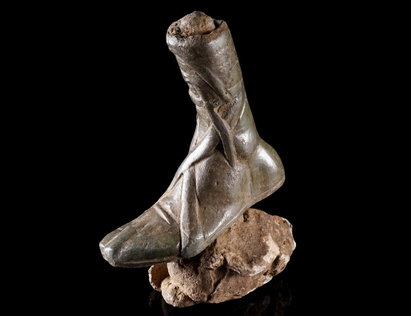 A LARGE ROMAN FOOT WITH A CALCEUS PATRICIUS
Circa 1st century AD.
A left foot ...