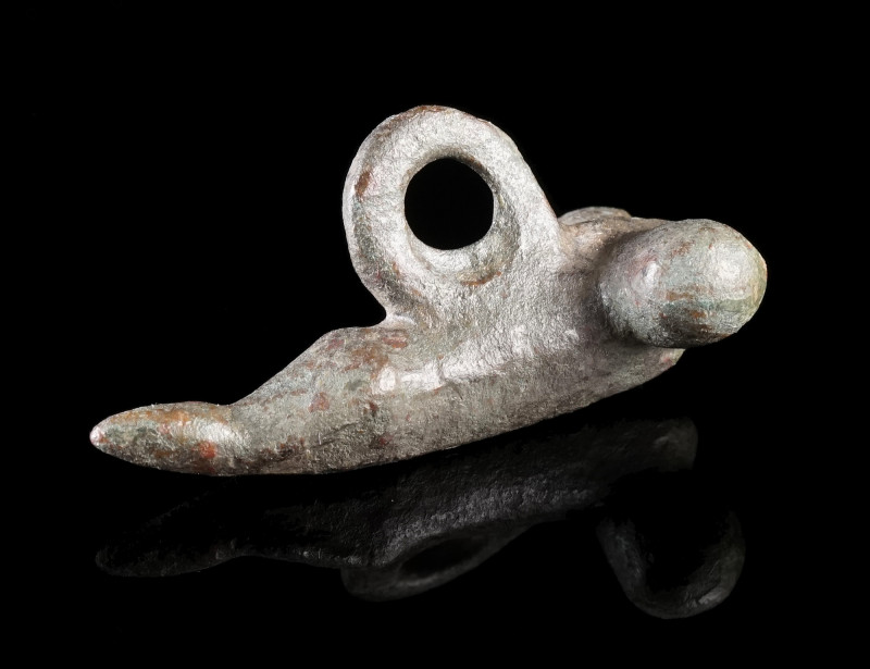 A FINE ROMAN BRONZE PHALLIC AMULET PENDANT
Circa 2nd-3rd century AD.
With a po...