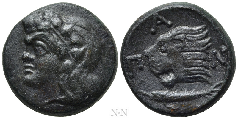 CIMMERIAN BOSPOROS. Pantikapaion. Ae (Circa 310-304/3 BC). 

Obv: Head of saty...