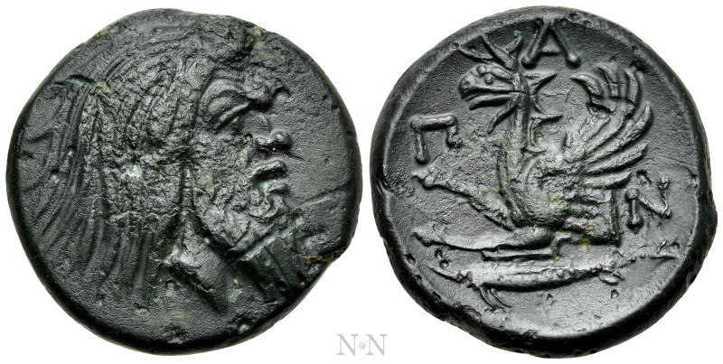 CIMMERIAN BOSPOROS. Pantikapaion. Ae (Circa 310-304/3 BC). 

Obv: Bearded head...