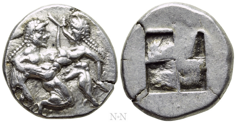 THRACE. Thasos. Stater (Circa 500-480 BC). 

Obv: Ithyphallic satyr advancing ...