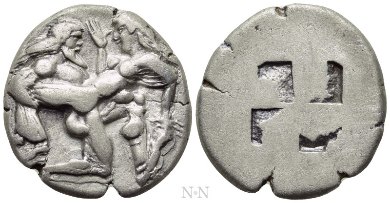 THRACE. Thasos. Stater (Circa 480-463 BC). 

Obv: Ithyphallic satyr advancing ...