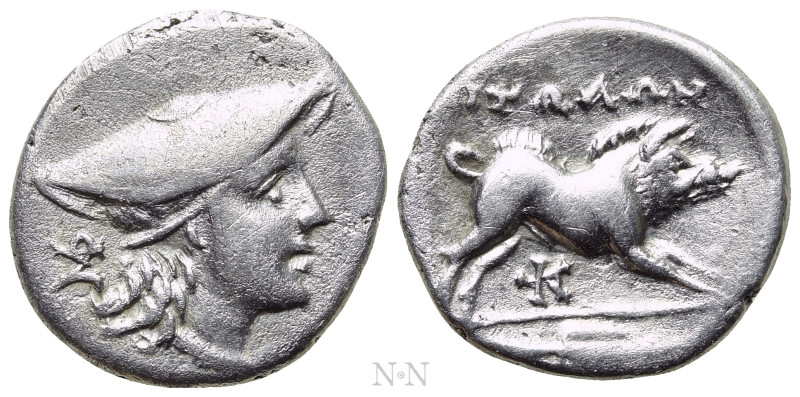 AITOLIA. Aitolian League. Triobol (Circa 250-145 BC). 

Obv: Head of Atiolia r...