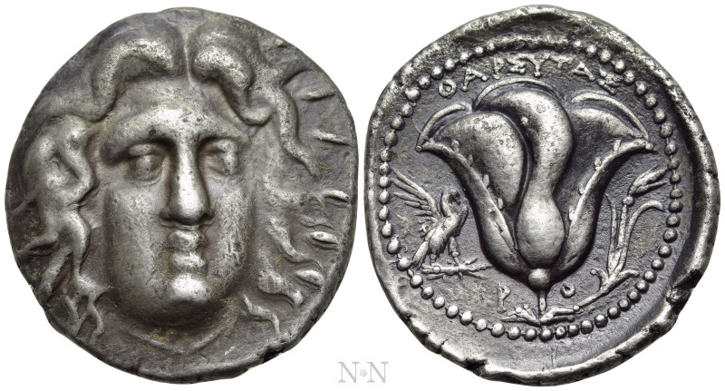 CARIA. Rhodes. Tetradrachm (Circa 229-205 BC). Tharsytas, magistrate. 

Obv: R...