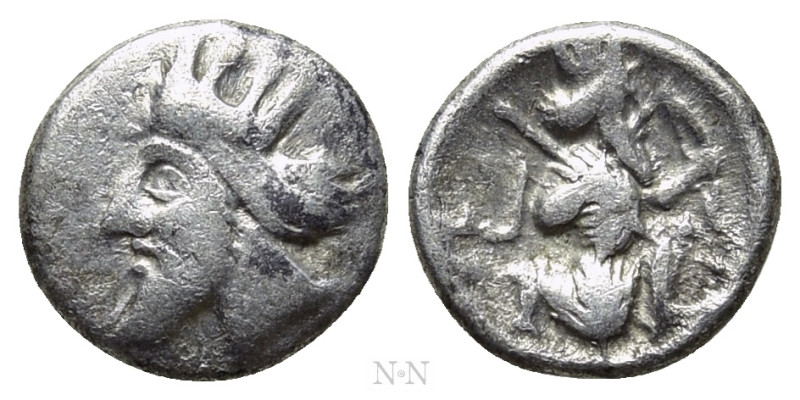 CILICIA. Uncertain. Hemiobol (4th century BC). 

Obv: Crowned head of bearded ...