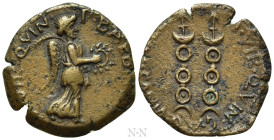 HISPANIA. Tarraconensis. Carthago Nova. Time of Augustus (27 BC-AD 14). Semis. C. Aquinus Mela nad P. Baebius Pollio, duoviri quinquennales