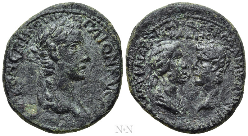 IONIA. Smyrna. Caligula with Germanicus and Agrippina I (37-41). Ae. Gaius Calpu...