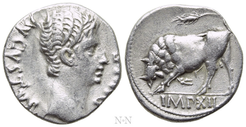 AUGUSTUS (27 BC-14 AD). Denarius. Lugdunum. 

Obv: AVGVSTVS DIVI F. 
Bare hea...