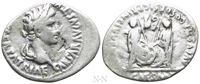 AUGUSTUS (27 BC-14 AD). Denarius. Lugdunum. 

Obv: CAESAR AVGVSTVS DIVI F PATE...