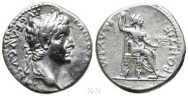 TIBERIUS (14-37). Denarius. "Tribute Penny" type. Lugdunum