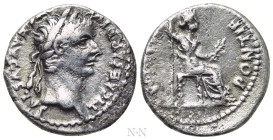 TIBERIUS (14-37). Denarius. "Tribute Penny" type. Lugdunum