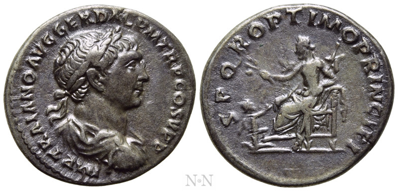 TRAJAN (98-117). Denarius. Rome. 

Obv: IMP TRAIANO AVG GER DAC P M TR P COS V...