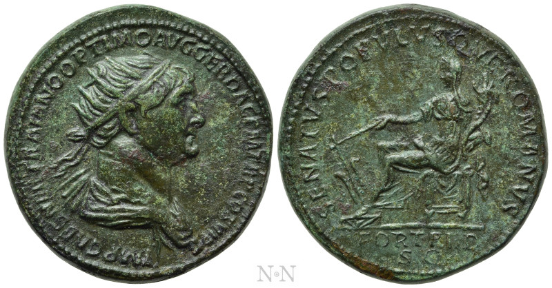 TRAJAN (98-117). Dupondius. Rome. 

Obv: IMP CAES NER TRAIANO OPTIMO AVG GER D...