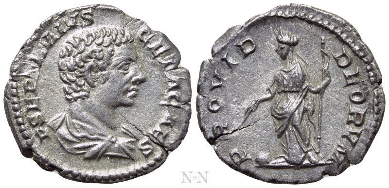 GETA (Caesar, 198-209). Denarius. Rome. 

Obv: P SEPTIMIVS GETA CAES. 
Barehe...