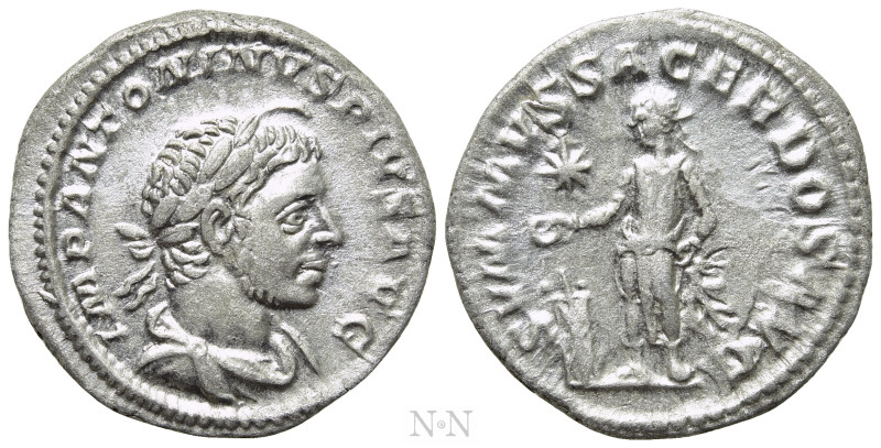 ELAGABALUS (218-222). Denarius. Rome. 

Obv: IMP ANTONINVS PIVS AVG. 
Laureat...