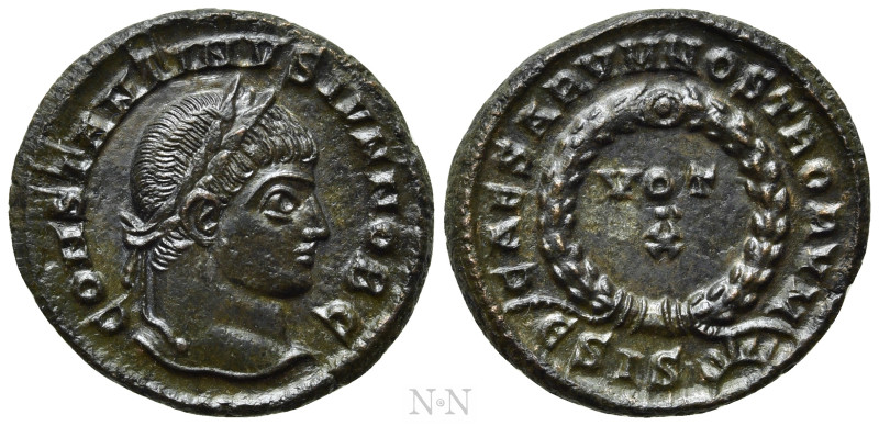 CONSTANTINE II (Caesar, 316-337). Follis. Siscia. 

Obv: CONSTANTINVS IVN NOB ...