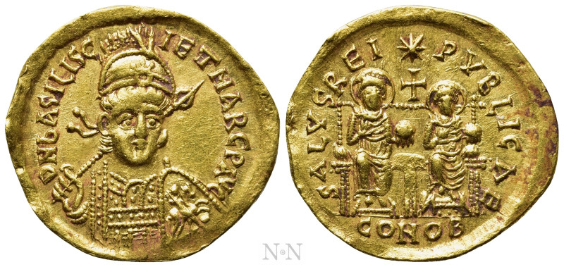 BASILISCUS & MARCUS (475-476). GOLD Solidus. Constantinople.

Obv: D N ЬASILIS...