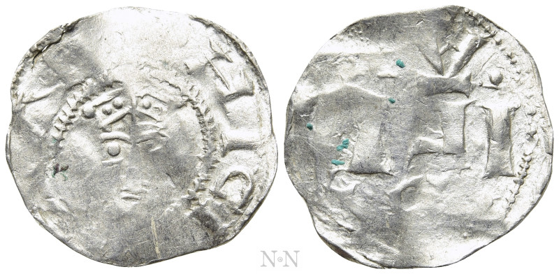 NETHERLANDS. Area of Tiel (Circa 1050s). Denar. Uncertain mint. 

Obv: Crowned...