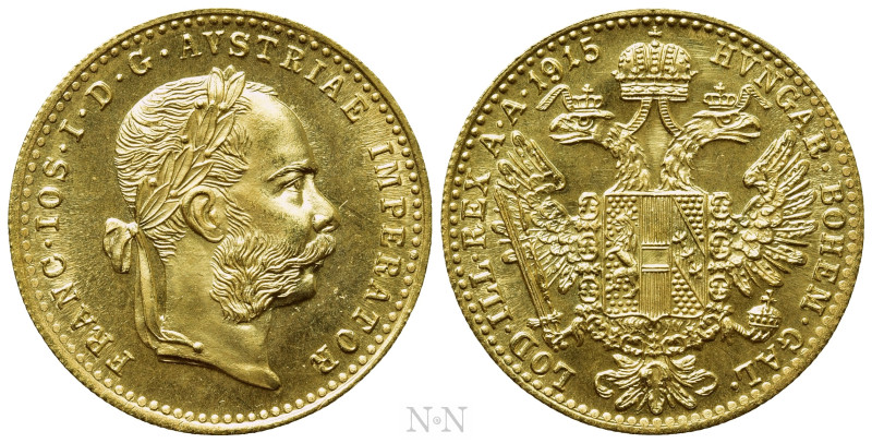 AUSTRIAN EMPIRE. Franz Josef I (1848-1916). GOLD Dukat (1915). Wien (Vienna). Re...