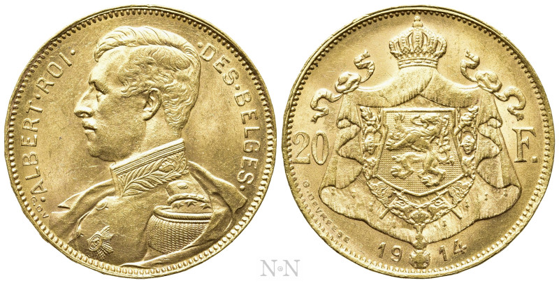 BELGIUM. Albert I (1909-1934). GOLD 20 Francs (1914). Brussels. 

Obv: ALBERT ...