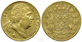 FRANCE. Louis XVIII (Second reign, 1815-1824). GOLD 20 Francs (1818-A). Paris