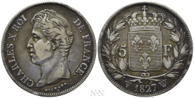 FRANCE. Charles X (1824-1830). 5 Francs (1827-W). Lille